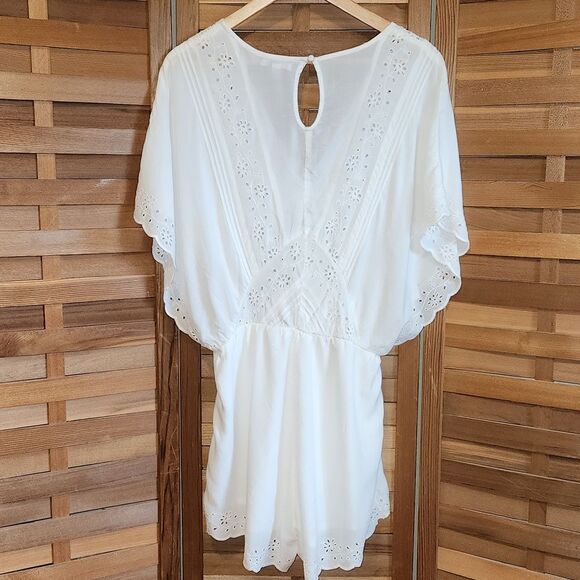 Society Amuse White Romper Women L Lace Button Closure Cover-Up - Picture 9 of 11